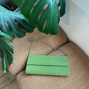 Vintage Olive Lucite BCBGMAXAZRIA clutch with chain